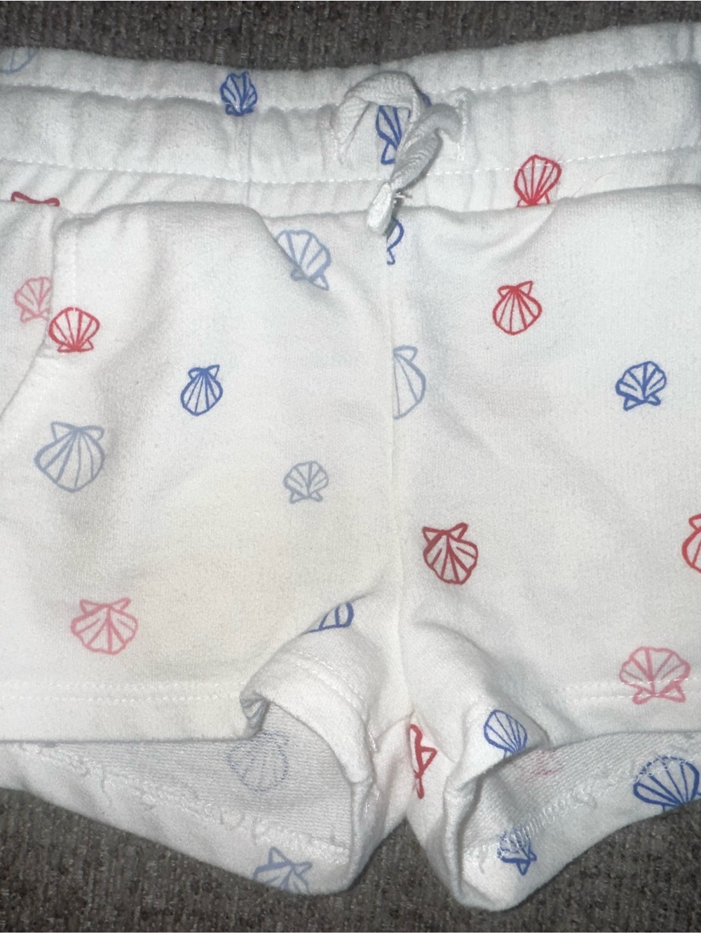 Cat & Jack White Shell-Print Shorts with Red & Blue Accents